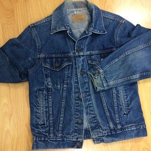 DISTRESSED vtg denim jacket M 80s 90s